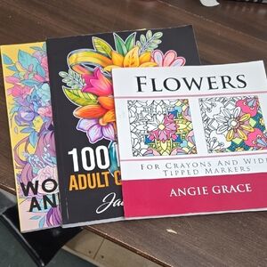 Bundle of 3 Adult Flower Themed Colouring Books